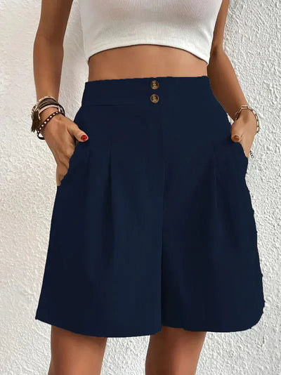 High-Waisted Plissee-Shorts für Damen