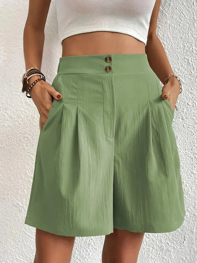 High-Waisted Plissee-Shorts für Damen