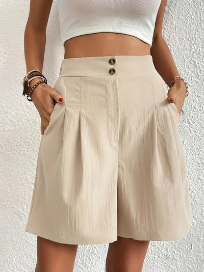 High-Waisted Plissee-Shorts für Damen