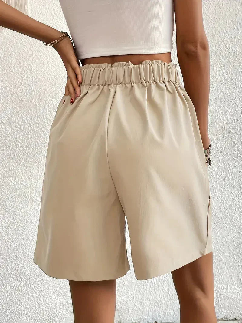 High-Waisted Plissee-Shorts für Damen