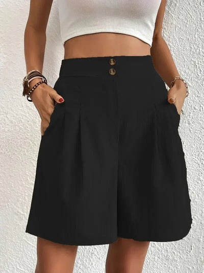 High-Waisted Plissee-Shorts für Damen