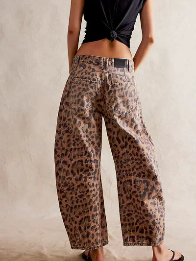 Leoparden Fassjeans für Selbstbewusste Styles