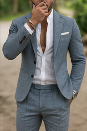 Leichter Slim-Fit-Anzug für Herren – Atmungsaktiver, maßgeschneiderter Sommeranzug im formellen Stil – Hellblau