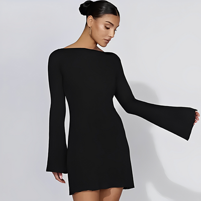 Iris - Rückenfreies Minikleid mit ausgestellten Ärmeln