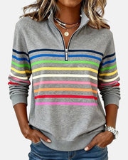 Sandra | Farbenfroher Und Stilvoller Sweatshirt – Grau