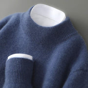 Ulvian - Stehkragenpullover in Soft-Touch-Qualität – Blau