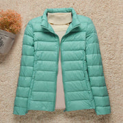 Hannelora - ultraleichte Pufferjacke – Türkis Stehkragen