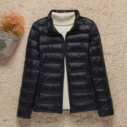 Hannelora - ultraleichte Pufferjacke – Schwarz Stehkragen