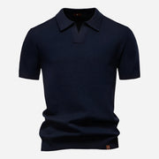 Marcus Kurzarm-Strickpolo Herren | Sommer Poloshirt Baumwolle – Marineblau