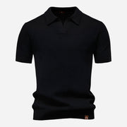 Marcus Kurzarm-Strickpolo Herren | Sommer Poloshirt Baumwolle – Schwarz