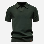 Marcus Kurzarm-Strickpolo Herren | Sommer Poloshirt Baumwolle – Olivegrün