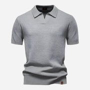 Marcus Kurzarm-Strickpolo Herren | Sommer Poloshirt Baumwolle – Hellgrau