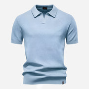 Marcus Kurzarm-Strickpolo Herren | Sommer Poloshirt Baumwolle – Türkisblau
