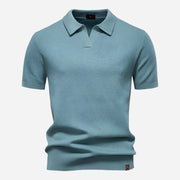 Marcus Kurzarm-Strickpolo Herren | Sommer Poloshirt Baumwolle – Blau