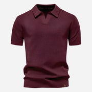 Marcus Kurzarm-Strickpolo Herren | Sommer Poloshirt Baumwolle – Weinrot