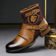 Lukas | Exklusive Herren-Stiefel aus Glatt- und Wildleder im Vintage-Look – Cognacbraun