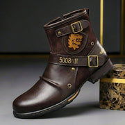 Lukas | Exklusive Herren-Stiefel aus Glatt- und Wildleder im Vintage-Look – Eichenbraun