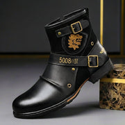 Lukas | Exklusive Herren-Stiefel aus Glatt- und Wildleder im Vintage-Look – Obsidianschwarz