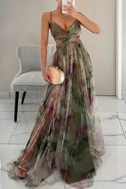 Maxikleid mit Blumendruck für Damen – Elegantes Sommerkleid für besondere Anlässe – Grün