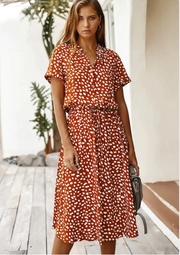 Lucia | Modisches Vintage-Kleid für warme Tage – Orange - Rot