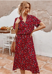 Lucia | Modisches Vintage-Kleid für warme Tage – Rot