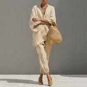 Millie - Luftiger Leinen-Zweiteiler – Beige