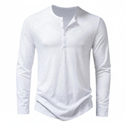 Benjamin | Herren Henley Langarmoberteil mit Knopfleiste am Kragen – Weiß