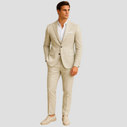Zweiteiliger Slim-Fit-Anzug für Herren – Moderner, maßgeschneiderter Business-Look – Beige