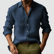 Josef | Herren Vintage-Hemd mit Knöpfen – Marineblau