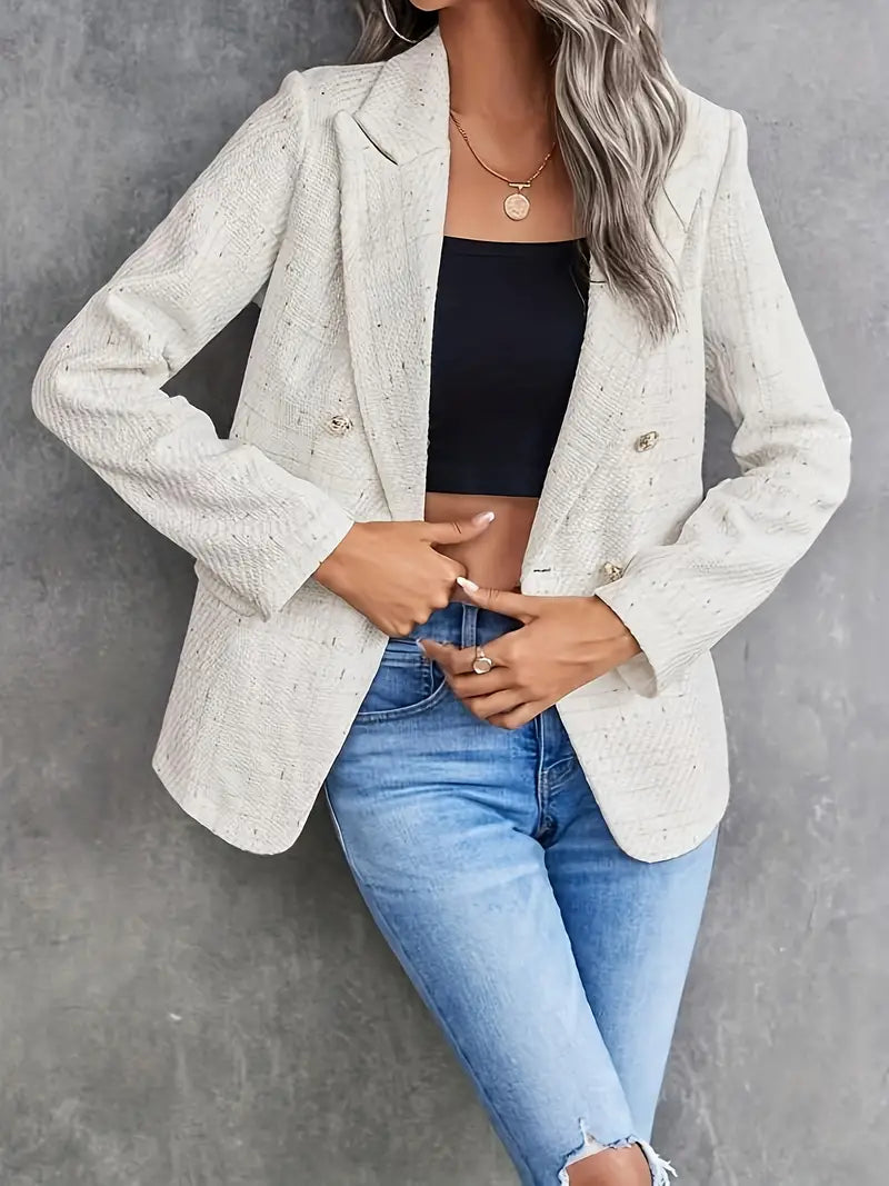 Damen-Blazer mit Doppelreihe und Strukturiertem Stoff