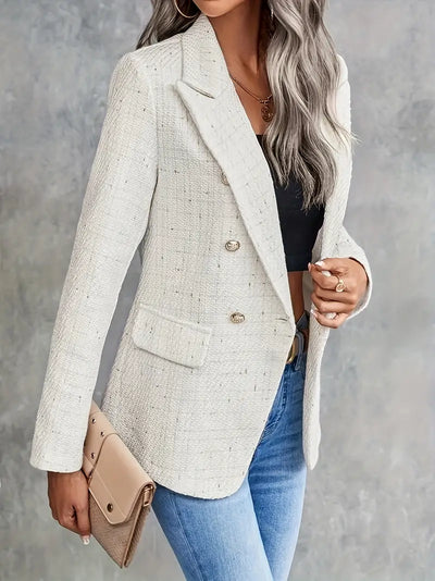 Damen-Blazer mit Doppelreihe und Strukturiertem Stoff