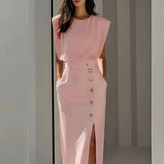 Midi-Kleid für Damen mit Seitenschlitz – Rosa