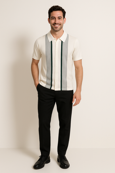 Miles Strickhemd Kurzarm mit Streifen