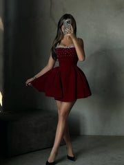 Mini Cocktailkleid Abend Elegant – Bordeaux
