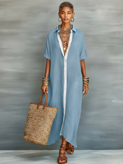 Minimalistisches Maxikleid: Komfortables Design für den Sommer – Blau