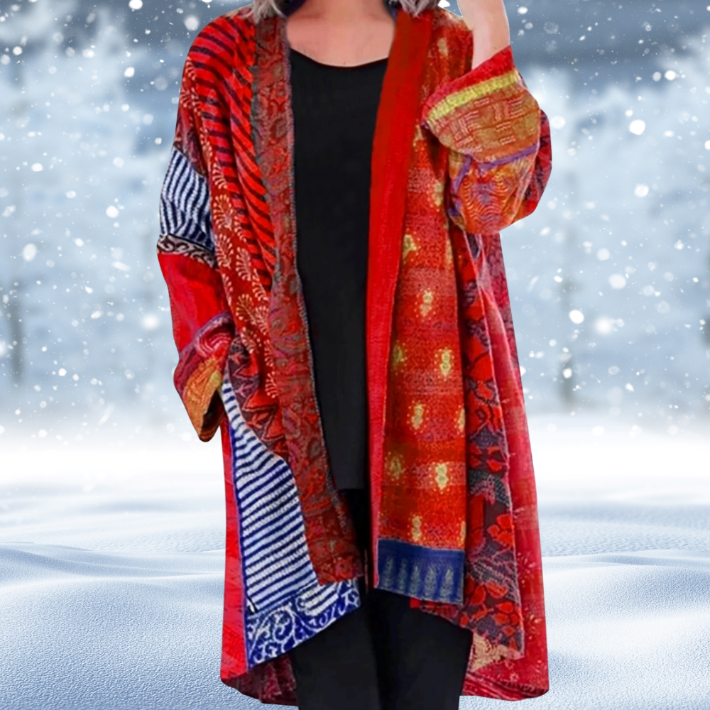 Rhian - Abstrakte Vintage-Strickjacke