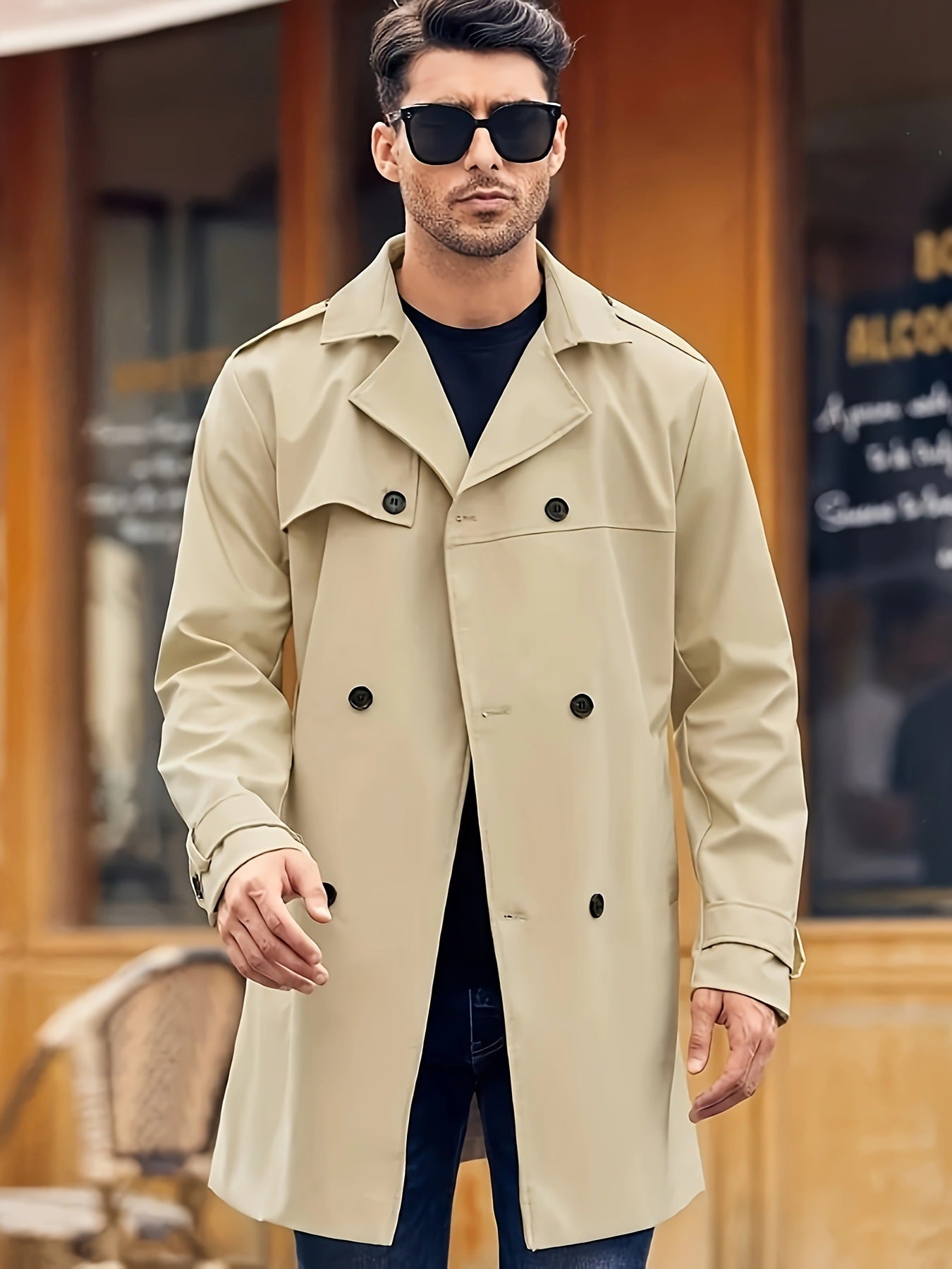 Herren eleganter Trenchcoat mit praktischen Taschen Aliams