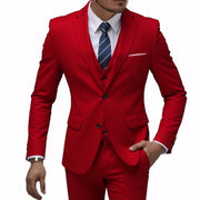 Herren nan dreiteiliges Slim-Fit Anzugset mit Weste, schmalem Revers und taillierter Silhouette - Vittorelli – Rot