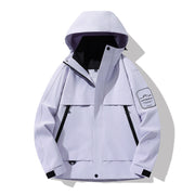 Herren multifunktionale Wasserfeste Softshell-Regenjacke mit abnehmbarer Fleece-Innenjacke Nord Taschen – Flieder-Violett (Einzel-Outdoorjacke)