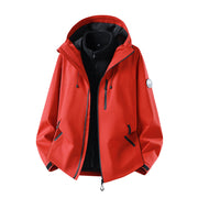 Herren Wasserdichte Softshell-Jacke mit Kapuze und atmungsaktiver Membran Nord Taschen – Vermilionrot [Fleece‑Futter]