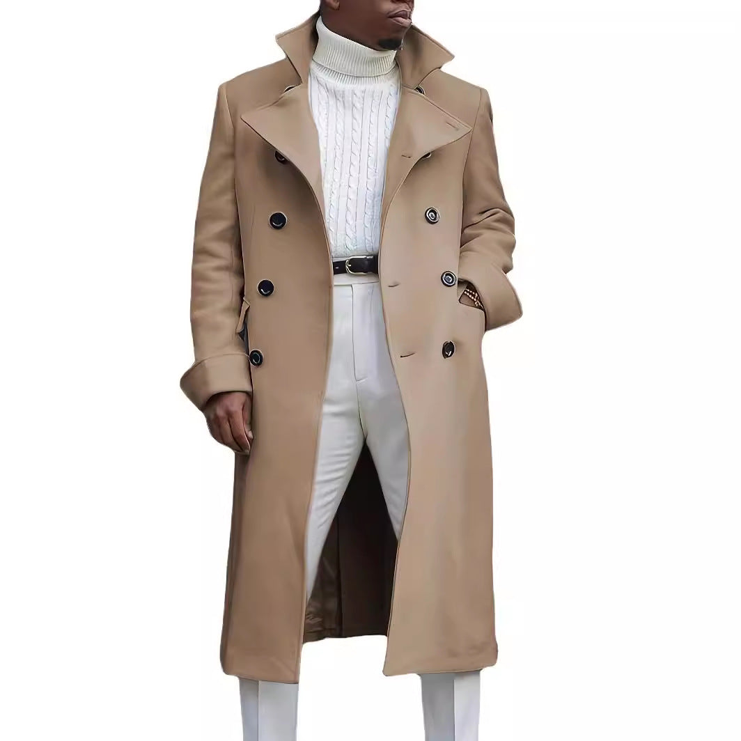 Herren eleganter Langmantel mit doppelter Knopfleiste und modernem Schnitt Aliams