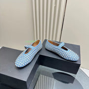 Damen Modische Ballerinas mit Strassverzierungen und komfortablem Fußbett - Vittorelli – Jeansblau