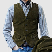 Herren Kordweste im Vintage-Look mit Pattentaschen und taillierter Silhouette Nord Taschen – Olivgrün