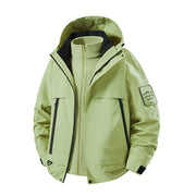 Herren multifunktionale Wasserfeste Softshell-Regenjacke mit abnehmbarer Fleece-Innenjacke Nord Taschen – Kiwi‑Grün [Fleece 3‑in‑1]