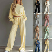 Damen Weiches Lounge-Set mit kurzem Sweatshirt und weiter Jogginghose Nord Taschen – Keine Farbangabe
