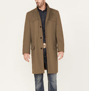 Herren Lang geschnittener Wollmantel mit Westernpasse und Pattentaschen Nord Taschen – Camel