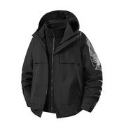 Herren multifunktionale Wasserfeste Softshell-Regenjacke mit abnehmbarer Fleece-Innenjacke Nord Taschen – Techschwarz [Fleece 3‑in‑1]