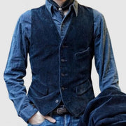 Herren Kordweste im Vintage-Look mit Pattentaschen und taillierter Silhouette Nord Taschen – Blau