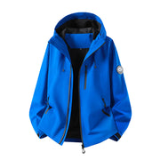 Herren Wasserdichte Softshell-Jacke mit Kapuze und atmungsaktiver Membran Nord Taschen – Kleinblau [Einzelschicht]
