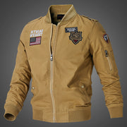 Herren Langarm Bomberjacke mit Taschen – Dunkel Khaki